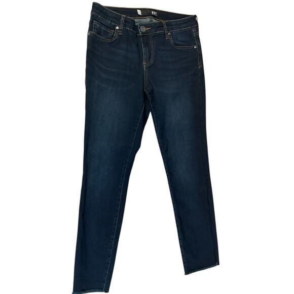KUT FROM THE CLOTH Connie Ankle Skinny Size 6 Dark Blue Fringe Bottom Casual - Picture 1 of 12